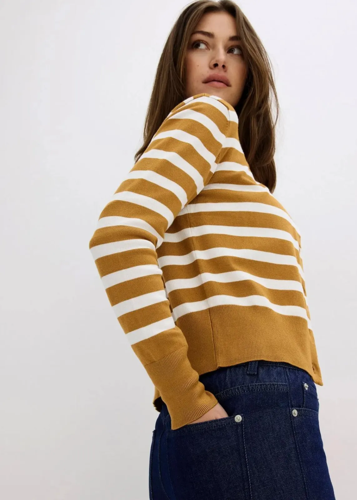 bonprix Bekleidung·Shirts & Tops|Jeans^Straight-Jeans Mid Waist tiefblau denim ungewaschen