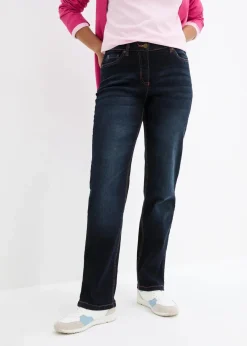 bonprix Kurzgrößen|Bekleidung·Shirts & Tops^Straight-Jeans Mid Waist, Bequembund dunkelblau denim
