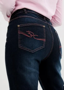 bonprix Kurzgrößen|Bekleidung·Shirts & Tops^Straight-Jeans Mid Waist, Bequembund dunkelblau denim