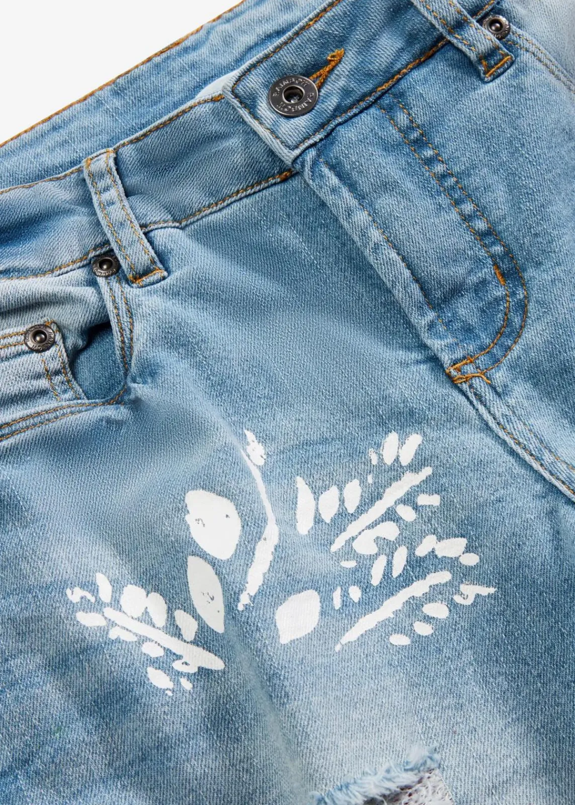 bonprix Bekleidung·Shirts & Tops|Jeans^Straight-Jeans Mid Waist, Print hellblau denim