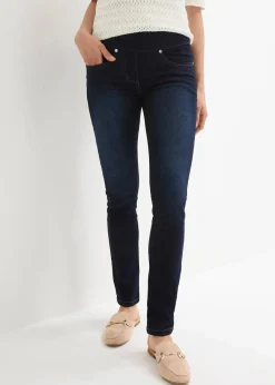 bonprix Jeans|Kurzgrößen^Straight-Jeans Mid Waist, Super Stretch mit Bequembund darkblue stone
