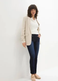 bonprix Jeans|Kurzgrößen^Straight-Jeans Mid Waist, Super Stretch mit Bequembund darkblue stone