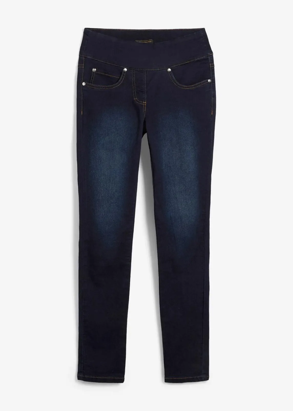 bonprix Jeans|Kurzgrößen^Straight-Jeans Mid Waist, Super Stretch mit Bequembund darkblue stone