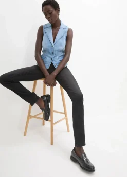 bonprix Jeans|Kurzgrößen^Straight-Jeans Mid Waist, Super Stretch mit Bequembund black stone