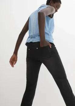 bonprix Jeans|Kurzgrößen^Straight-Jeans Mid Waist, Super Stretch mit Bequembund black stone
