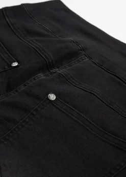 bonprix Jeans|Kurzgrößen^Straight-Jeans Mid Waist, Super Stretch mit Bequembund black stone