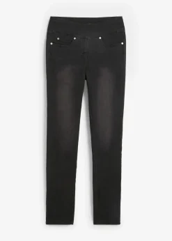 bonprix Jeans|Kurzgrößen^Straight-Jeans Mid Waist, Super Stretch mit Bequembund black stone