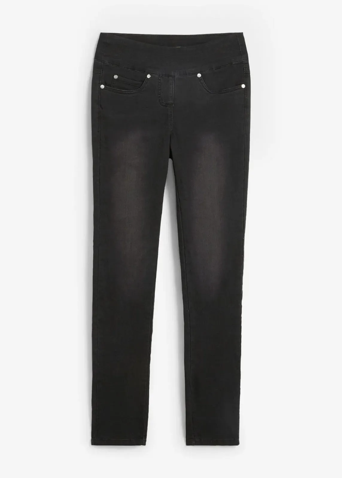 bonprix Jeans|Kurzgrößen^Straight-Jeans Mid Waist, Super Stretch mit Bequembund black stone