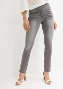 bonprix Kurzgrößen|Bekleidung·Shirts & Tops^Straight-Jeans Mid Waist, Super Stretch mit Bequembund grey denim