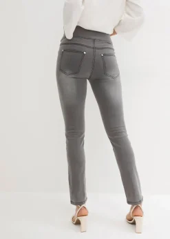bonprix Kurzgrößen|Bekleidung·Shirts & Tops^Straight-Jeans Mid Waist, Super Stretch mit Bequembund grey denim
