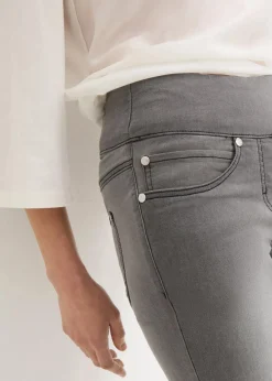 bonprix Kurzgrößen|Bekleidung·Shirts & Tops^Straight-Jeans Mid Waist, Super Stretch mit Bequembund grey denim