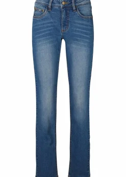 bonprix Bekleidung·Shirts & Tops|Jeans^Straight-Jeans Mid Waist, Stretch blau used