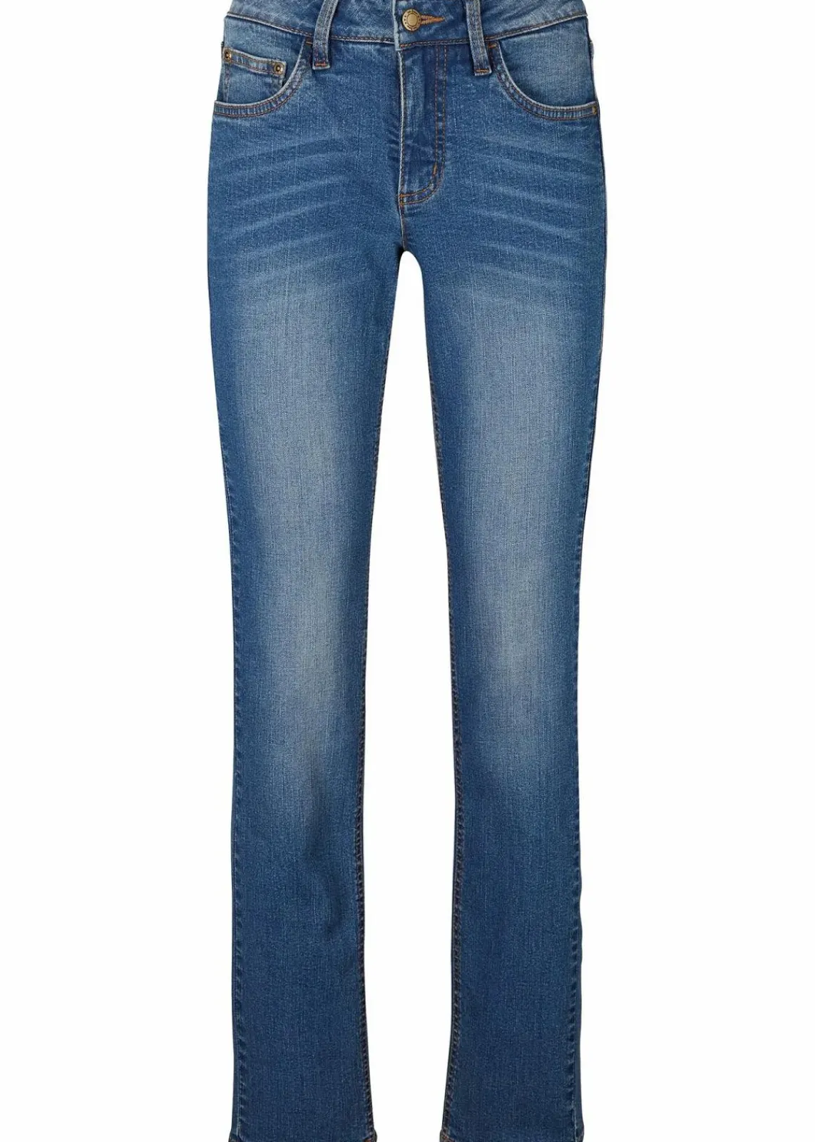 bonprix Bekleidung·Shirts & Tops|Jeans^Straight-Jeans Mid Waist, Stretch blau used