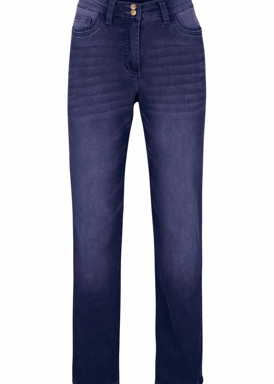 bonprix Jeans|Thermobekleidung^Straight-Jeans Mid Waist, Thermo mit Bequembund dunkelblau denim used