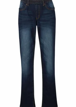 bonprix Kurzgrößen|Bekleidung·Shirts & Tops^Straight-Jeans Mid Waist, Thermo dunkelblau used