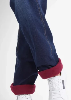 bonprix Kurzgrößen|Bekleidung·Shirts & Tops^Straight-Jeans Mid Waist, Thermo dunkelblau used