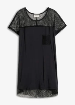 bonprix Strandmode|Bademode·Strandmode^Strand Longshirt aus fließender Viskose schwarz