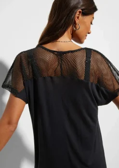 bonprix Strandmode|Bademode·Strandmode^Strand Longshirt aus fließender Viskose schwarz
