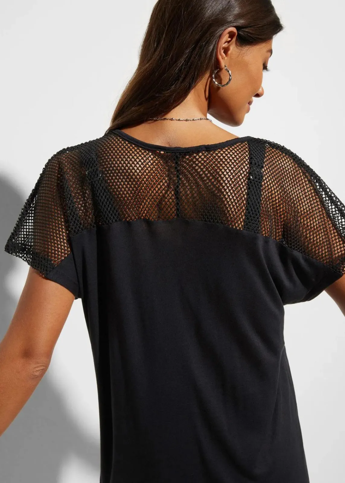 bonprix Strandmode|Bademode·Strandmode^Strand Longshirt aus fließender Viskose schwarz