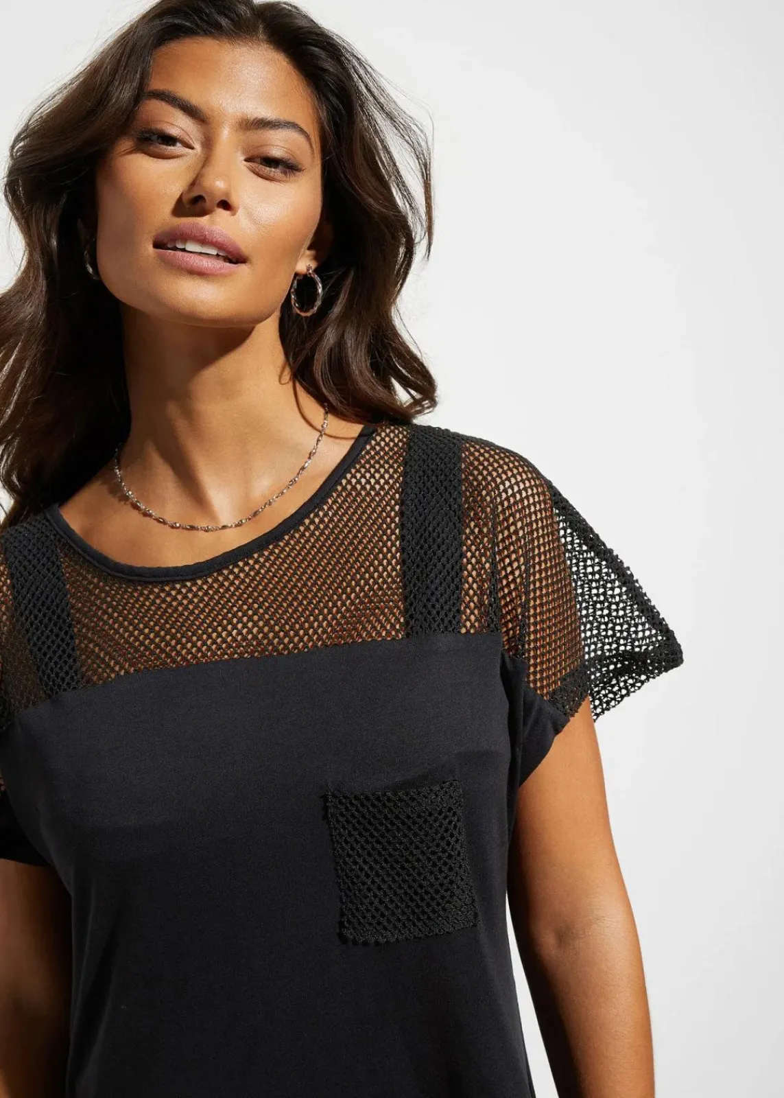 bonprix Strandmode|Bademode·Strandmode^Strand Longshirt aus fließender Viskose schwarz
