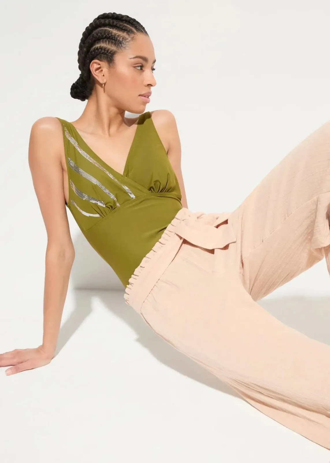 bonprix Strandmode|Bademode·Strandmode^Strand Musselin 3/4-Hose kreidebeige