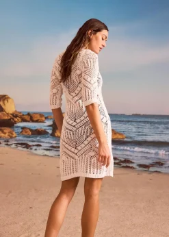bonprix Strandmode|Kleider^Strand Strickkleid weiß