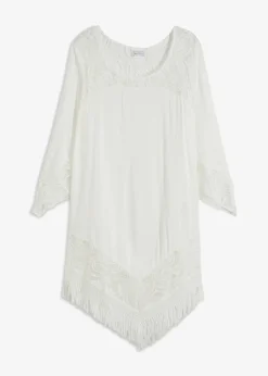 bonprix Nachhaltigere Materialien|Blusen & Tuniken^Strand Tunika mit Spitze aus Viskose weiß