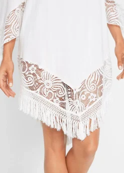 bonprix Nachhaltigere Materialien|Blusen & Tuniken^Strand Tunika mit Spitze aus Viskose weiß