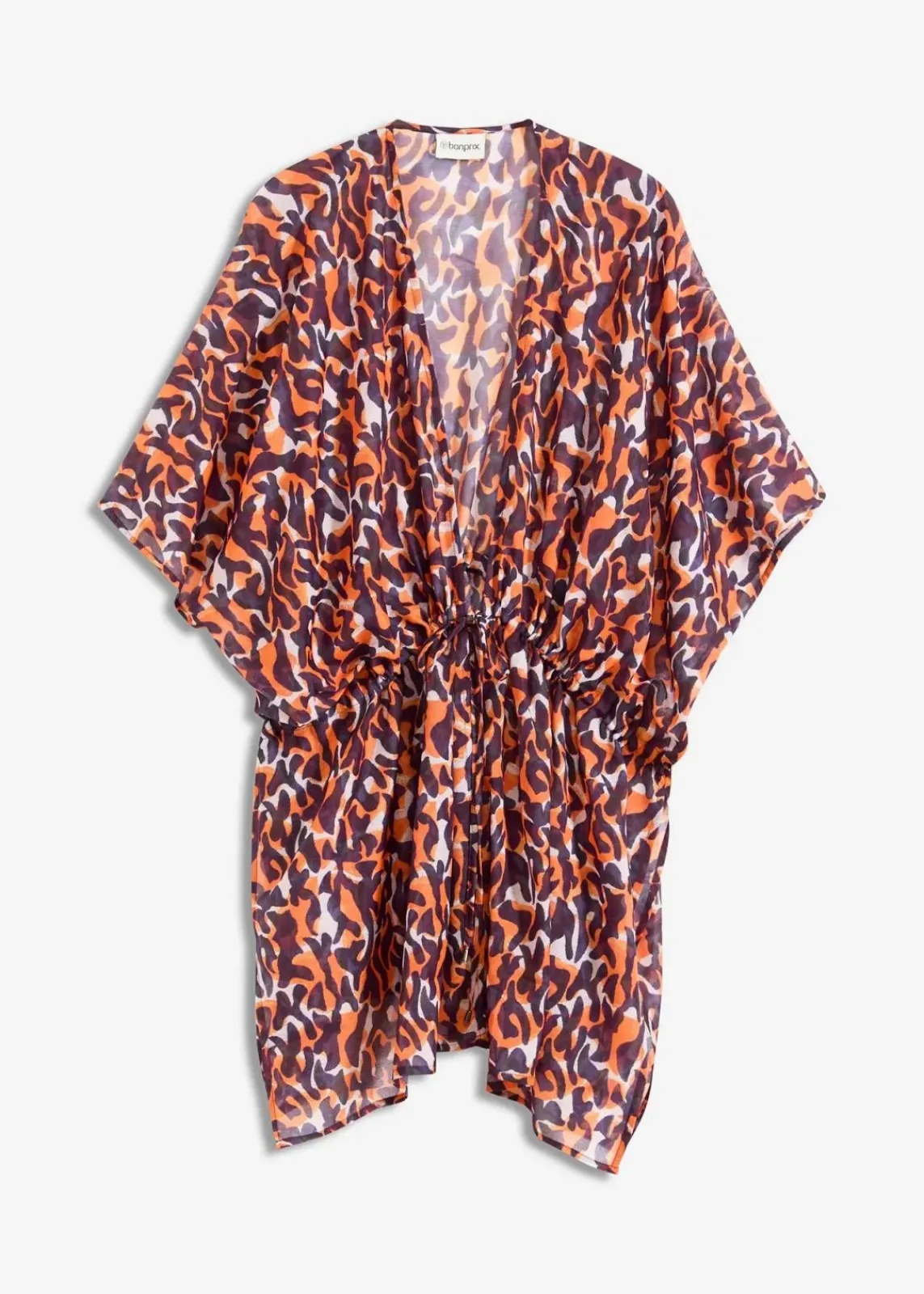 bonprix Strandmode|Bademode·Strandmode^Strandkimono mit Bindedetail lila/hellbraun leo bedruckt