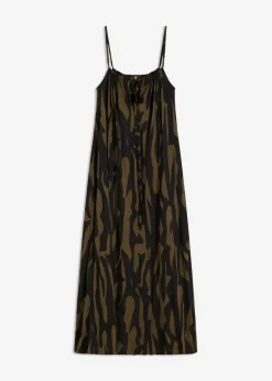 bonprix Strandmode|Bademode·Strandmode^Strandkleid aus fließender Viskose schwarz/khaki