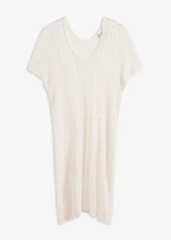 bonprix Strandmode|Bademode·Strandmode^Strandkleid in Häkeloptik aus fließender Viskose wollweiß