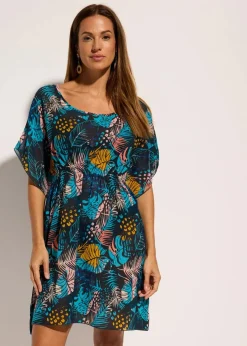 bonprix Strandmode|Bademode·Strandmode^Strandtunika aus leichtem Chiffon blau/gelb floral