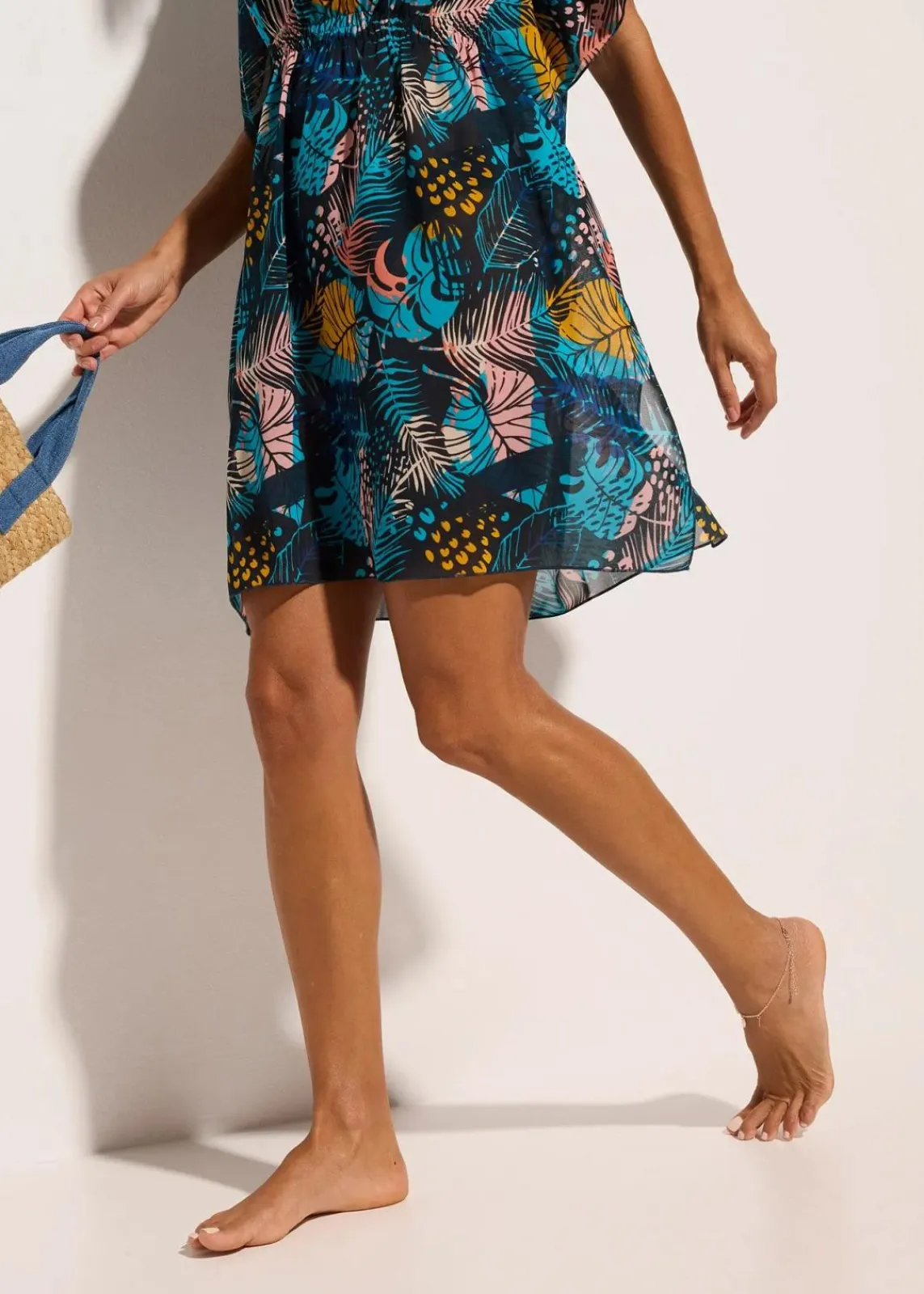 bonprix Strandmode|Bademode·Strandmode^Strandtunika aus leichtem Chiffon blau/gelb floral