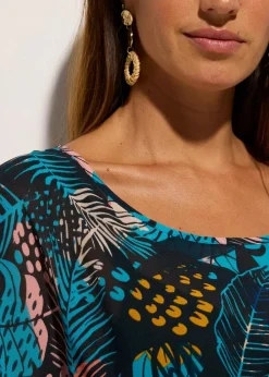bonprix Strandmode|Bademode·Strandmode^Strandtunika aus leichtem Chiffon blau/gelb floral