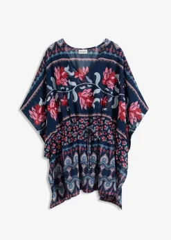 bonprix Strandmode|Bademode·Strandmode^Strandtunika aus leichtem Chiffon blau/rosa bedruckt