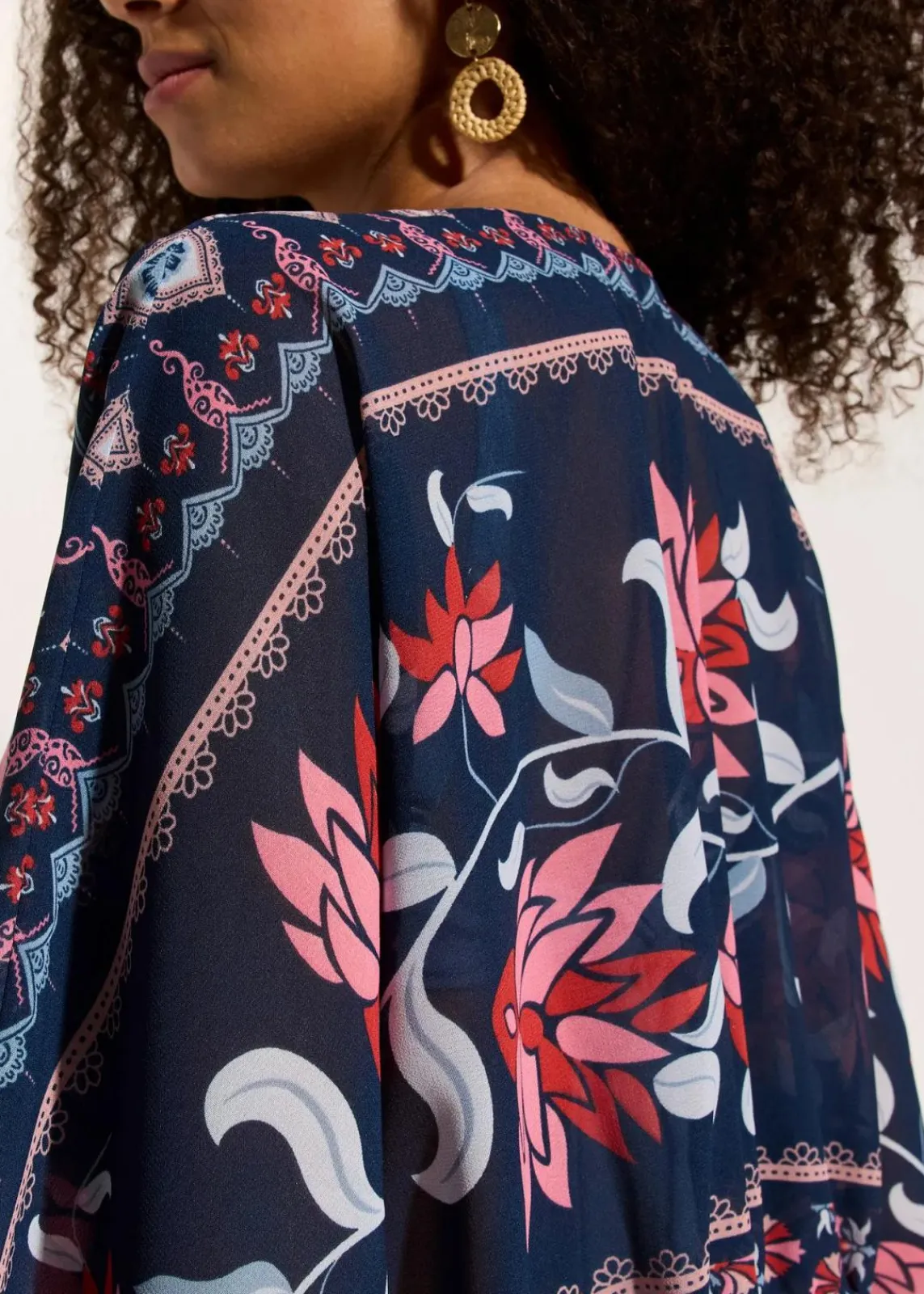 bonprix Strandmode|Bademode·Strandmode^Strandtunika aus leichtem Chiffon blau/rosa bedruckt