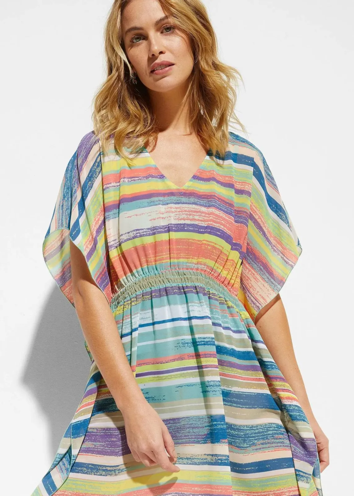 bonprix Strandmode|Bademode·Strandmode^Strandtunika aus leichtem Chiffon bunt gestreift