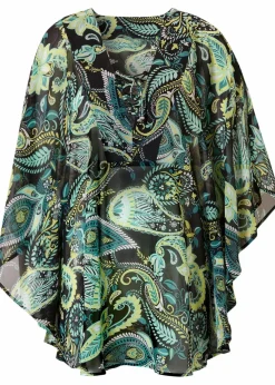 bonprix Strandmode|Bademode·Strandmode^Strandtunika aus leichtem Chiffon schwarz/grün paisley