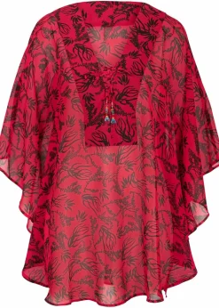 bonprix Strandmode|Bademode·Strandmode^Strandtunika aus leichtem Chiffon chillirot/schwarz floral