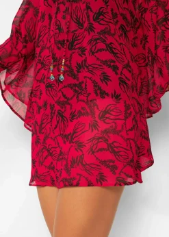 bonprix Strandmode|Bademode·Strandmode^Strandtunika aus leichtem Chiffon chillirot/schwarz floral