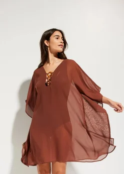 bonprix Nachhaltigere Materialien|Kleider^Strandtunika aus leichtem Chiffon rauchbraun