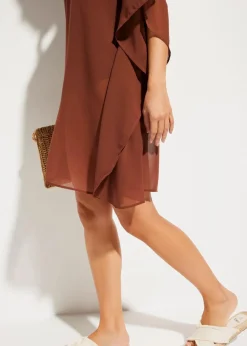 bonprix Nachhaltigere Materialien|Kleider^Strandtunika aus leichtem Chiffon rauchbraun