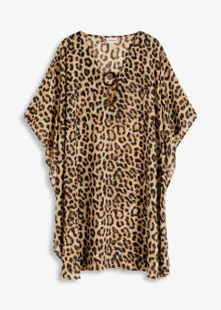 bonprix Strandmode|Bademode·Strandmode^Strandtunika aus leichtem Chiffon graubeige leo bedruckt