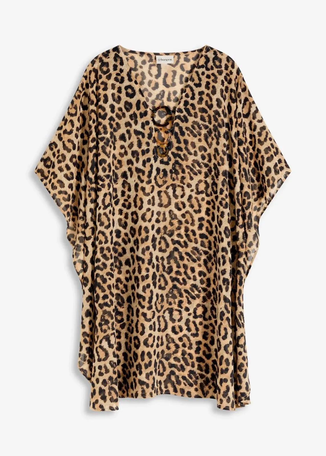 bonprix Strandmode|Bademode·Strandmode^Strandtunika aus leichtem Chiffon graubeige leo bedruckt