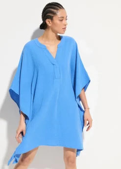 bonprix Kleider|Bekleidung·Pullover & Strickjacken^Strandtunika aus luftigem Musselin blau