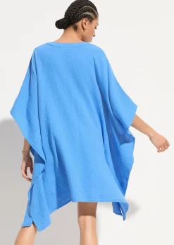 bonprix Kleider|Bekleidung·Pullover & Strickjacken^Strandtunika aus luftigem Musselin blau