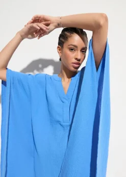 bonprix Kleider|Bekleidung·Pullover & Strickjacken^Strandtunika aus luftigem Musselin blau