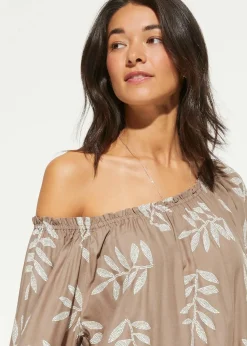 bonprix Strandmode|Bademode·Strandmode^Strandtunika aus softer Viskose taupe/wollweiß floral