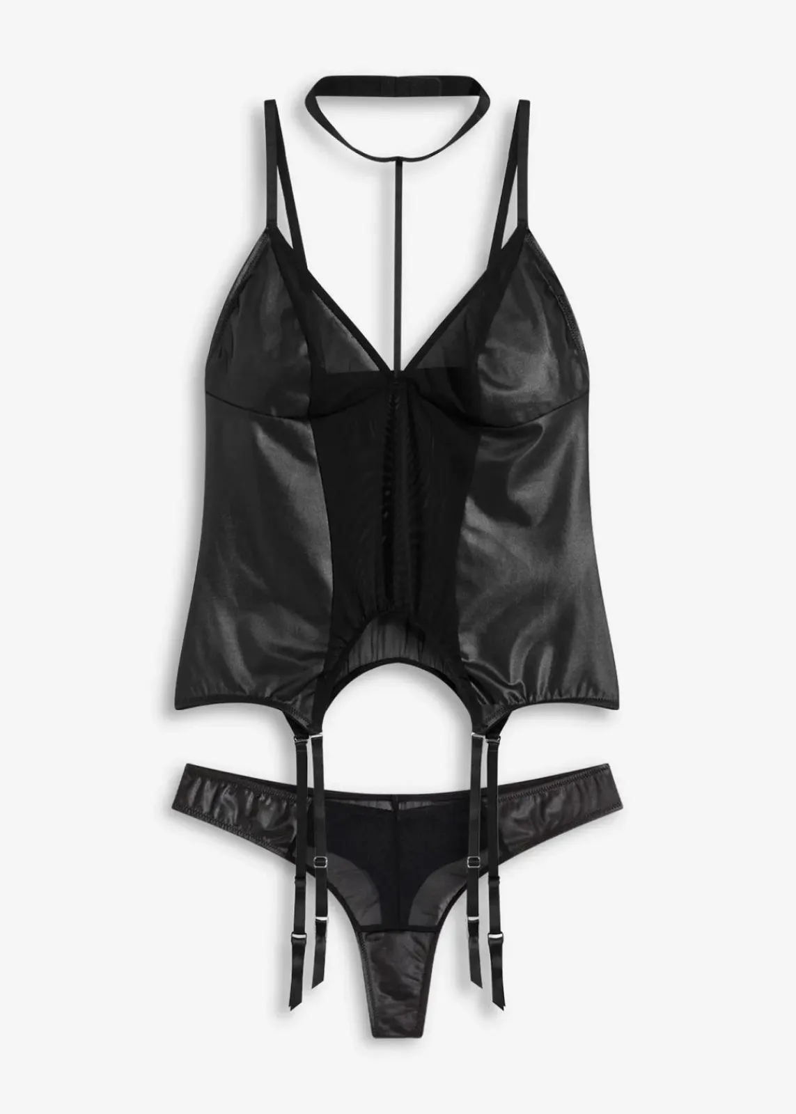 bonprix Wäsche·Corsagen & Negligés|Wäsche·Dessous^Strapstop + String (2-tlg.Set) schwarz
