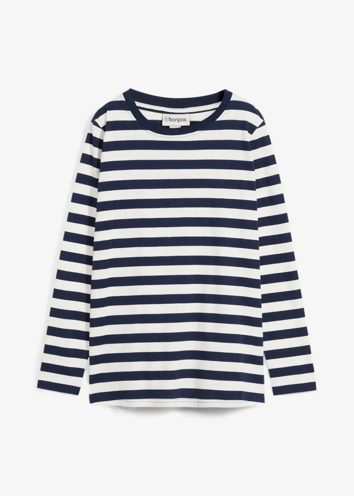 bonprix Shirts & Tops|Basics^Streifenshirt aus reiner Bio-Baumwolle dunkelblau/wollweiß gestreift
